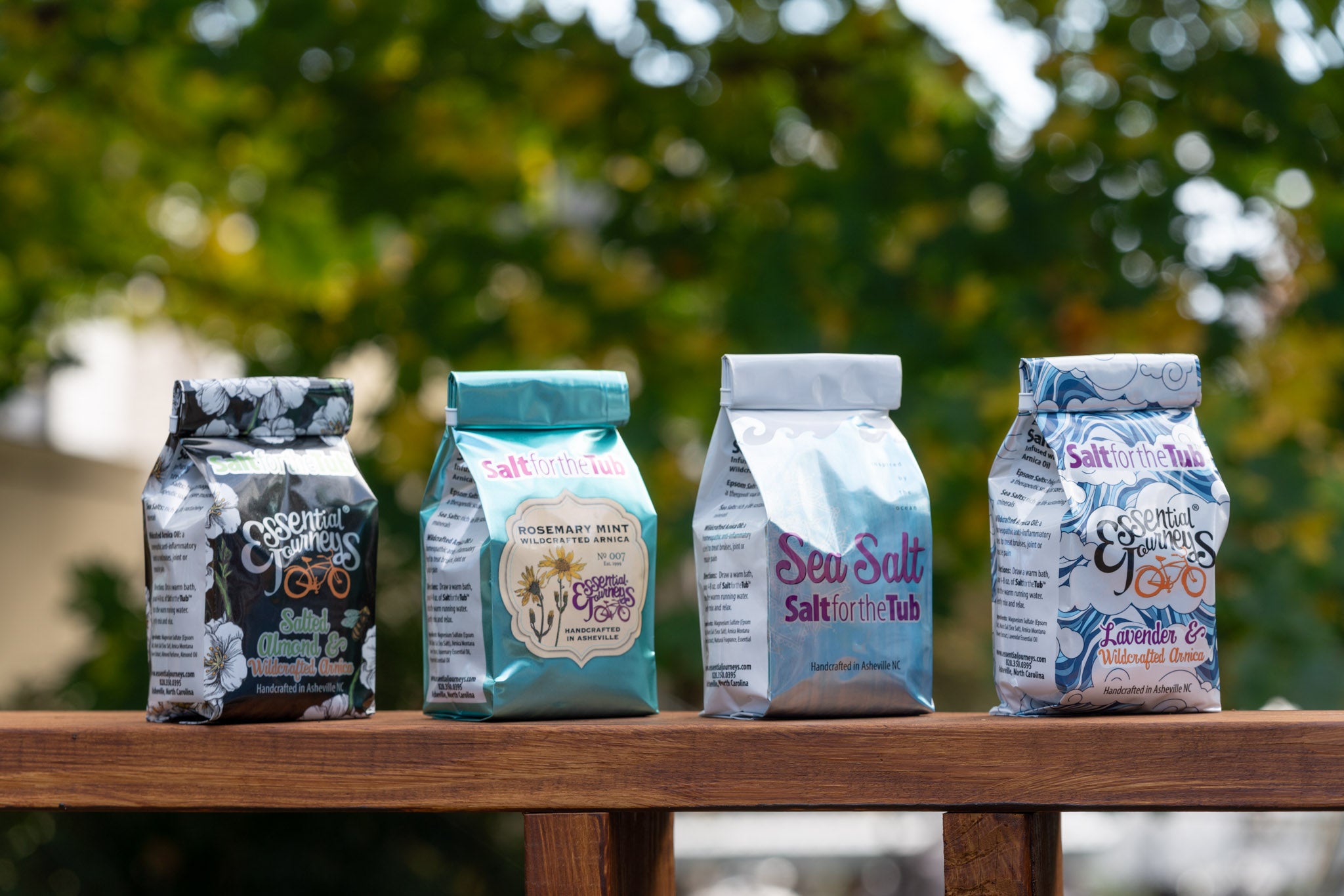 4 BAG SPECIAL: ROSEMARY MINT, ALMOND, SEA SALT & LAVENDER BATH SALTS (All Made With Arnica)16 oz.