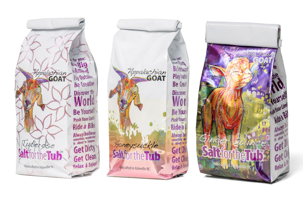 3 BAG SPECIAL: TUBEROSE, HONEYSUCKLE, & GINGER QUINCE GOATS MILK BATH SALTS (All Made With Arnica)16 oz.