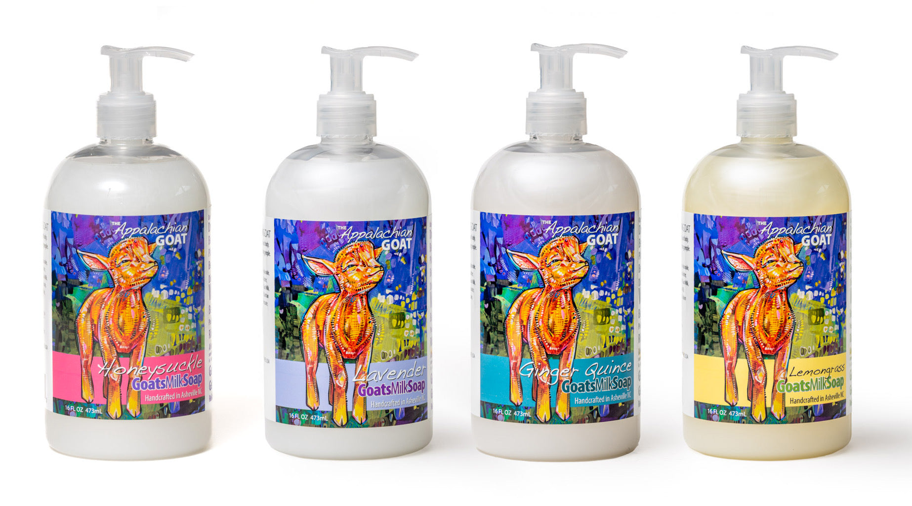 LIQUID SOAP - COLLECTION OF ALL FOUR GOATS MILK 16 oz.
