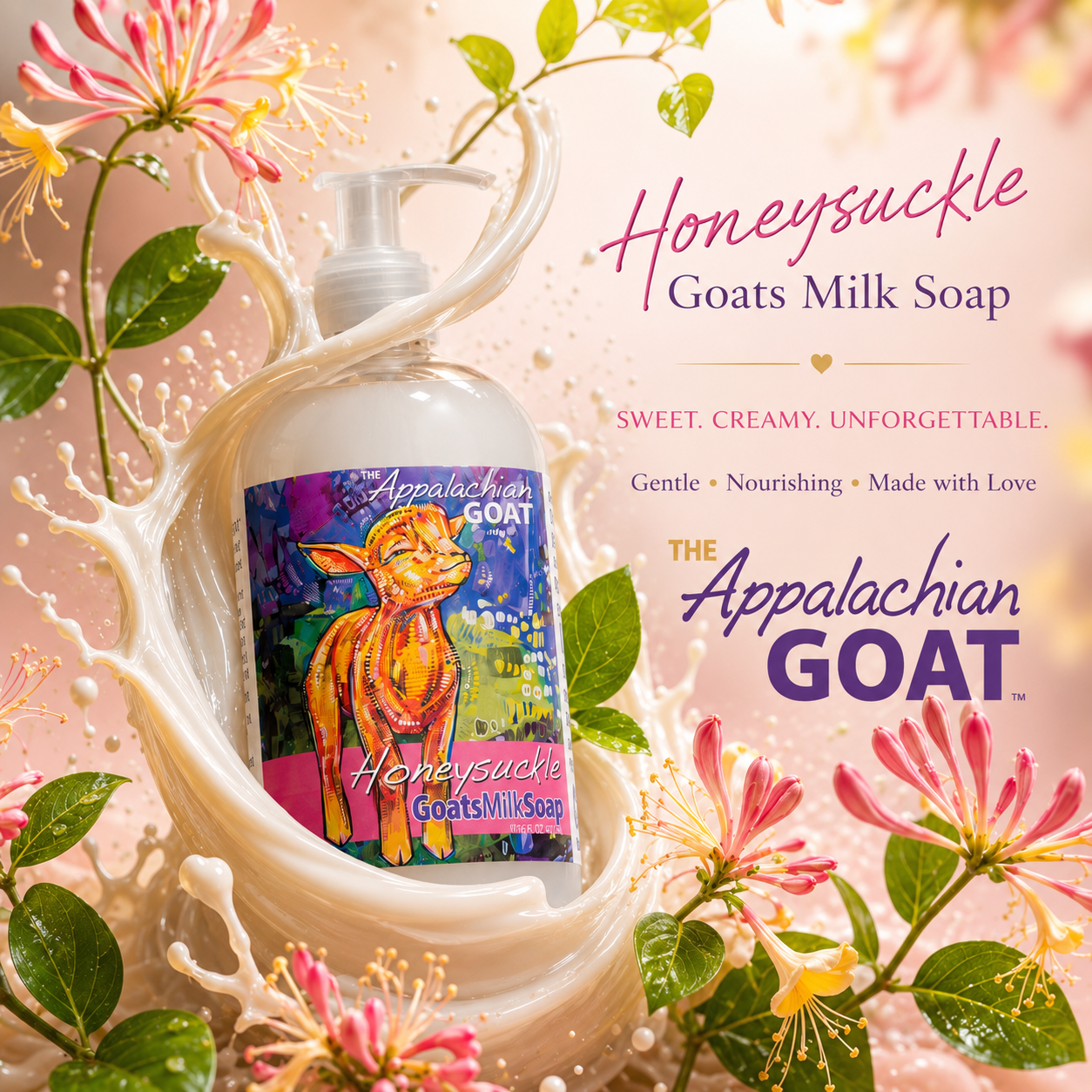 LIQUID SOAP - HONEYSUCKLE GOATS MILK 16 oz.