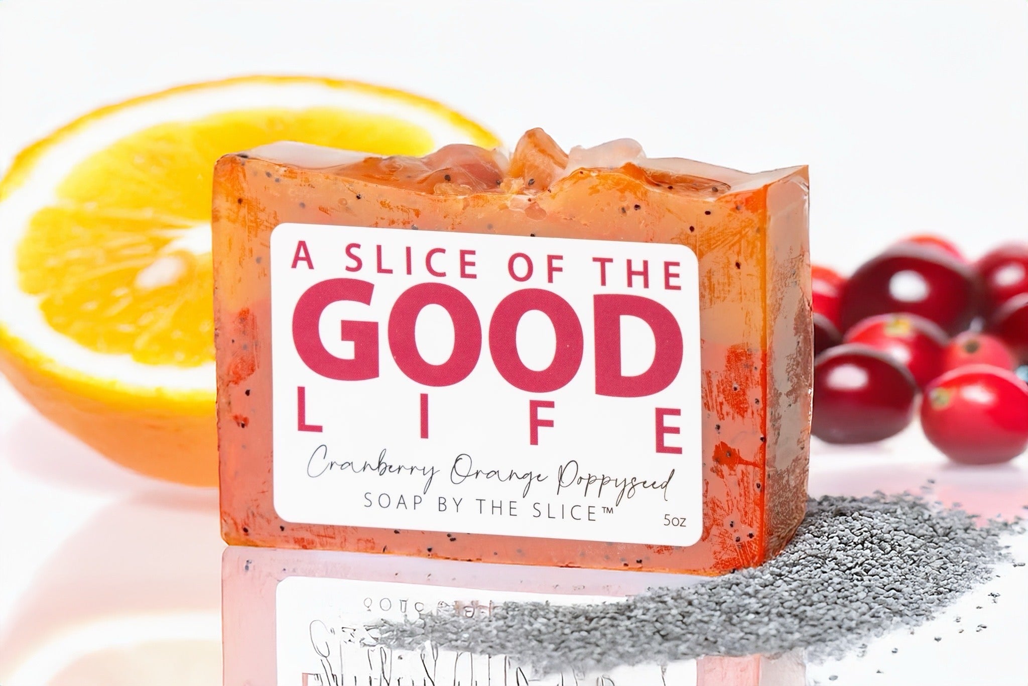 CRANBERRY ORANGE POPPY SEED SOAP SLICE 5 oz.