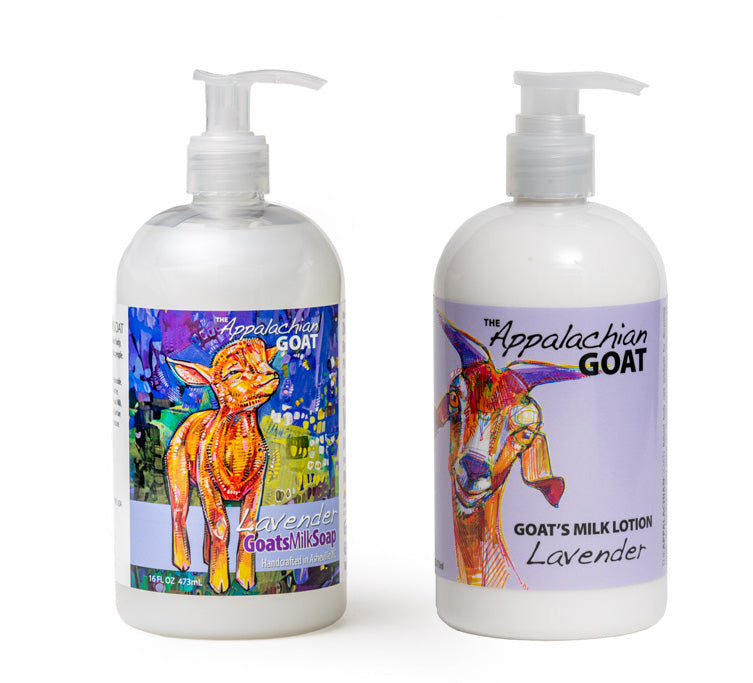 SET of LAVENDER GOATS MILK LIQUID SOAP 16 oz. + LAVENDER GOATS MILK LOTION 16 oz.