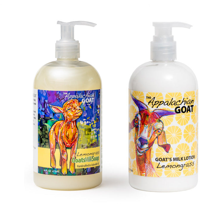 SET of LEMONGRASS GOATS MILK LIQUID SOAP 16 oz. & 16 oz. LOTION